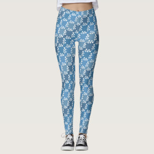 Blaue Schattierungen Weißes Winkel-Muster Leggings