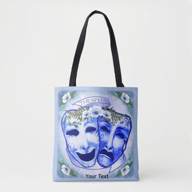 Blaue Schauspielermasken (Vorderseite)