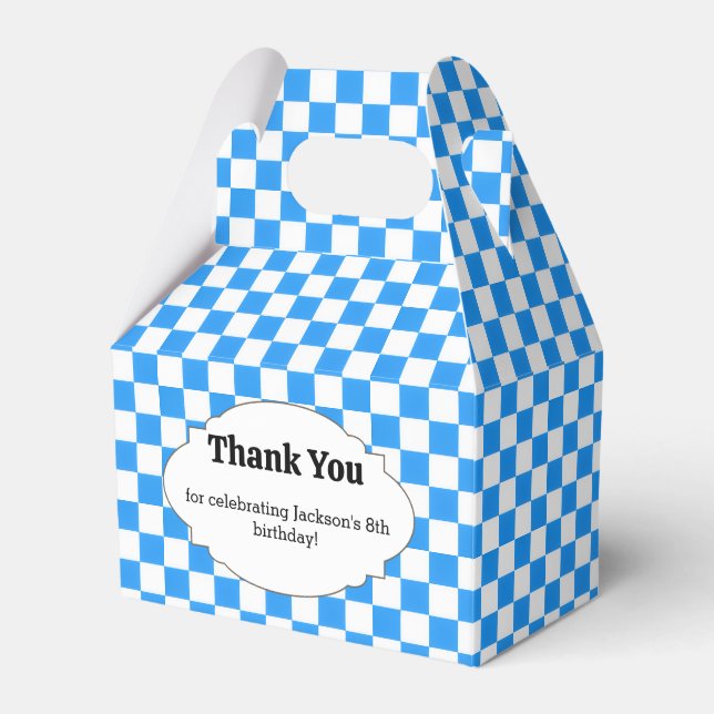 Blaue Scheckbrett-Giebel-Geschenkbox Geschenkschachtel (Vorderseite)
