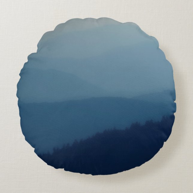 Blaue Schichten Rundes Kissen (Vorderseite)