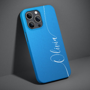 Blaue Schimmer Weiße Elegante Kalligrafie-Schrift Case-Mate iPhone 14 Hülle