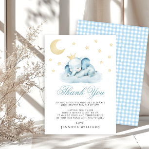 Blaue schlafende kleine Elefant-Baby-Party Dankeskarte