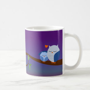 Blaue schläfrige Eulen-personalisierte Tasse