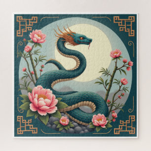 Blaue Schlange Lotosblume Puzzle