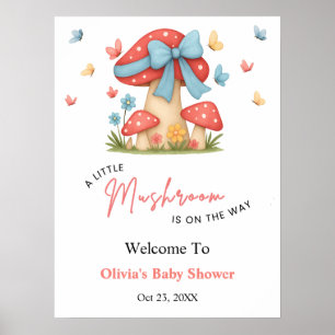 Blaue Schleife A Little Mushroom Baby Shower Willk Poster