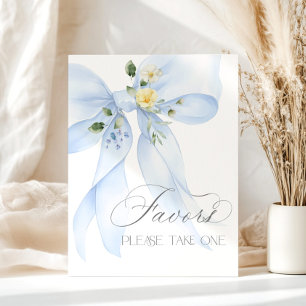 Blaue Schleife Aquarell Geschenke Baby Shower Poster