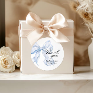 Blaue Schleife Baby Shower Dankeschön, Geschenkanh Runder Aufkleber