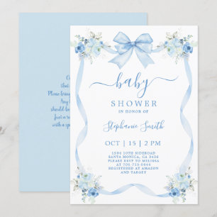Blaue Schleife Baby Shower Einladung