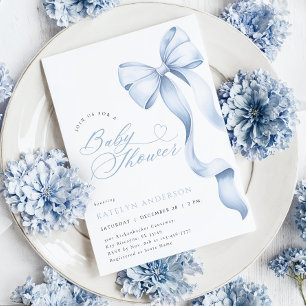 Blaue Schleife Baby Shower Einladung