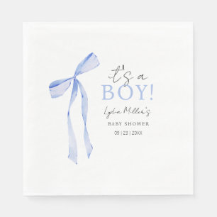 Blaue Schleife Baby Shower Einladung, Junge Baby S Serviette