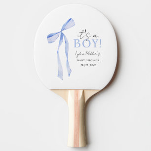 Blaue Schleife Baby Shower Einladung, Junge Baby S Tischtennis Schläger