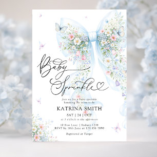 Blaue Schleife Baby Sprinkle Floral Baby Shower-Ei Einladung
