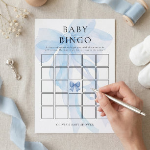 Blaue Schleife Bingo Baby Shower Spielkarte Einladung