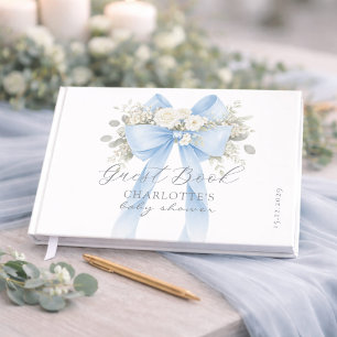 Blaue Schleife Coquette Baby Boy Shower Gästebuch