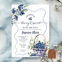 Blaue Schleife Coquette Blaubeer Baby Shower
