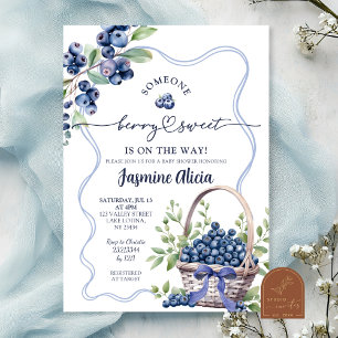 Blaue Schleife Coquette Blaubeer Baby Shower Einladung