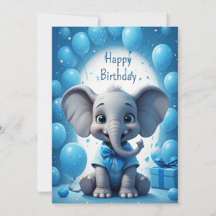 Blaue Schleife Elefant Geburtstagswünsche 🐘 Einladung