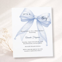 Blaue Schleife elegante Perlen Junge Baby Shower E