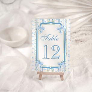 Blaue Schleife Elegante Vintage-Tischnummer