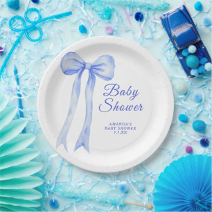 Blaue Schleife Es ist ein Junge Baby-Party Pappteller