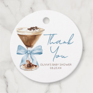 Blaue Schleife Espresso Martini Baby Shower Favor  Geschenkanhänger