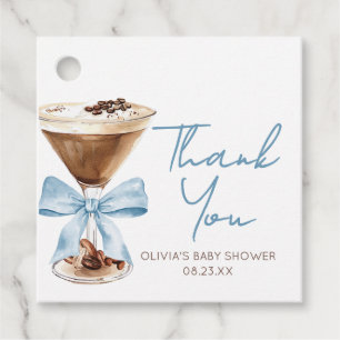 Blaue Schleife Espresso Martini Baby Shower Gesche Geschenkanhänger