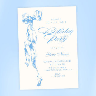 Blaue Schleife Geburtstag Einladung