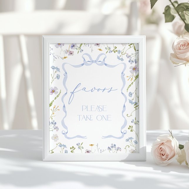 Blaue Schleife Gefallen Wildblumen-Baby-Party Poster (Von Creator hochgeladen)