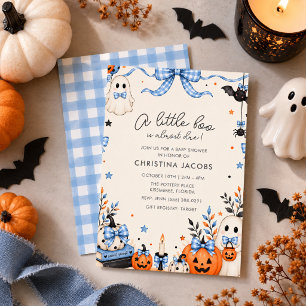 Blaue Schleife Geist Oktober Halloween Baby Shower Einladung