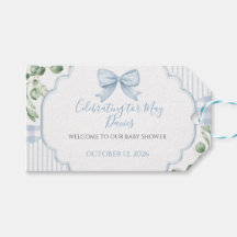 Blaue Schleife Gingham Grünzeug Baby Shower