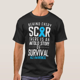 Blaue Schleife hinter jedem Auto-Kämpfer Überleben T-Shirt