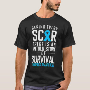 Blaue Schleife hinter jedem Auto Überlebende Diabe T-Shirt