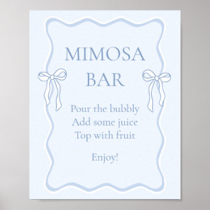 Blaue Schleife Junggesellinnenabschied Mimosa-Bar Poster