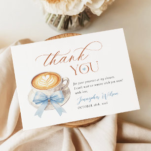 Blaue Schleife Kaffee Baby Shower Dankeskarten Dankeskarte