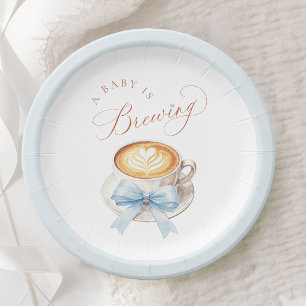 Blaue Schleife Kaffee Baby Shower Papier Teller