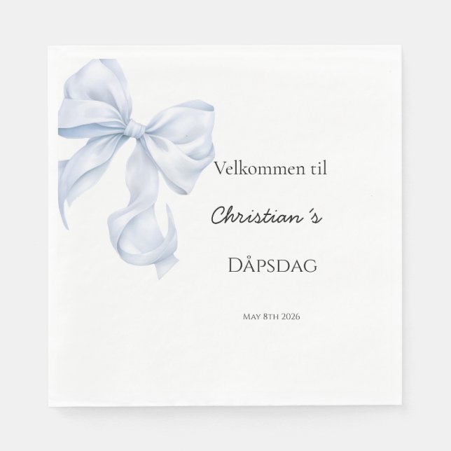 Blaue Schleife Kinder-Taufservietten Serviette (Vorderseite)