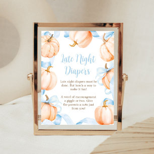 Blaue Schleife Kürbis Baby Shower Späte Nacht Wind Poster