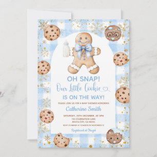 Blaue Schleife Lebkuchen Weihnachten Baby Shower G Einladung
