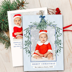 Blaue Schleife Mistelzweig Streifen Weihnachten 2