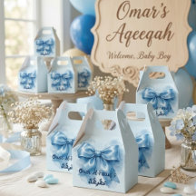 blaue Schleife muslimischer Babyjunge Aqeeqah