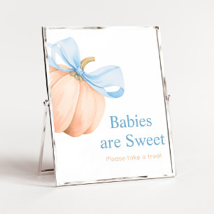 Blaue Schleife Orange Kürbis Babys sind Süß Schild