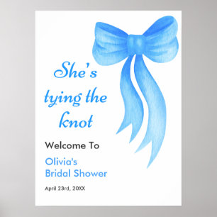 Blaue Schleife - Sie knüpft den Knoten Junggeselli Poster