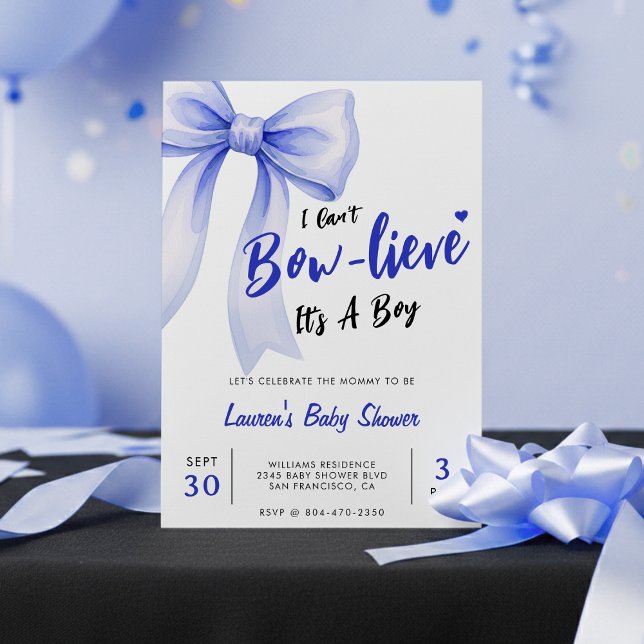 Blaue Schleife Süß Es ist ein Junge Baby-Party Einladung (Von Creator hochgeladen)