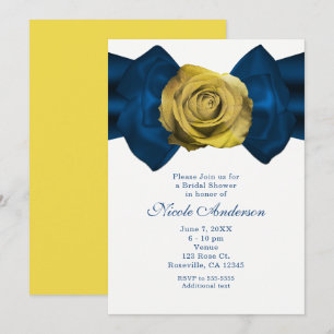 Blaue Schleife und gelbe Rose EINLADUNGEN IN JEDER