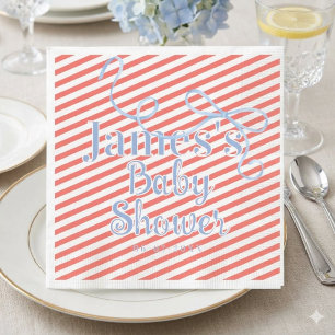 Blaue Schleife und rote Streifen-Baby-Party Serviette