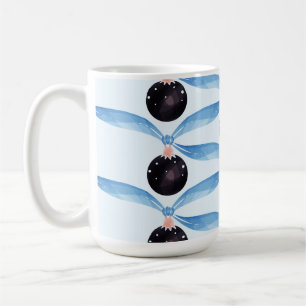 Blaue Schleife und schwarzes Ornament-Feiertagskar Kaffeetasse