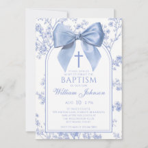 Blaue Schleife Vintage Florale Taufe