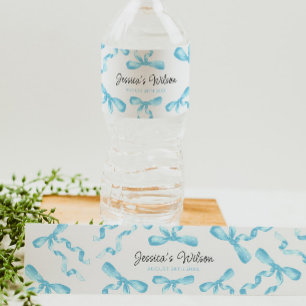 Blaue Schleife  Wasserflaschenetikett