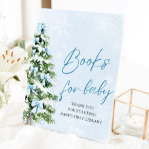 Blaue Schleife Weihnachtsbaum Baby Shower Bücher f Sockelschild