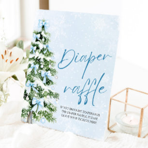 Blaue Schleife Weihnachtsbaum Baby Shower Windel-R Sockelschild